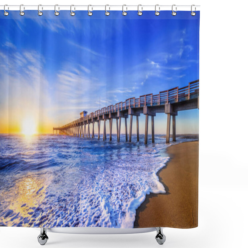 Personality  The Famous Pier Of Venice While Sunset, Florida Shower Curtains