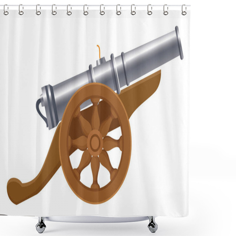 Personality  Antique Canon With Wheels Weapon Cartoon Shower Curtains