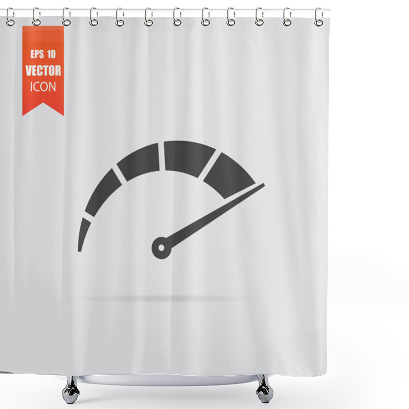 Personality  Speedometer Icon In Flat Style Isolated On Grey Background. Shower Curtains