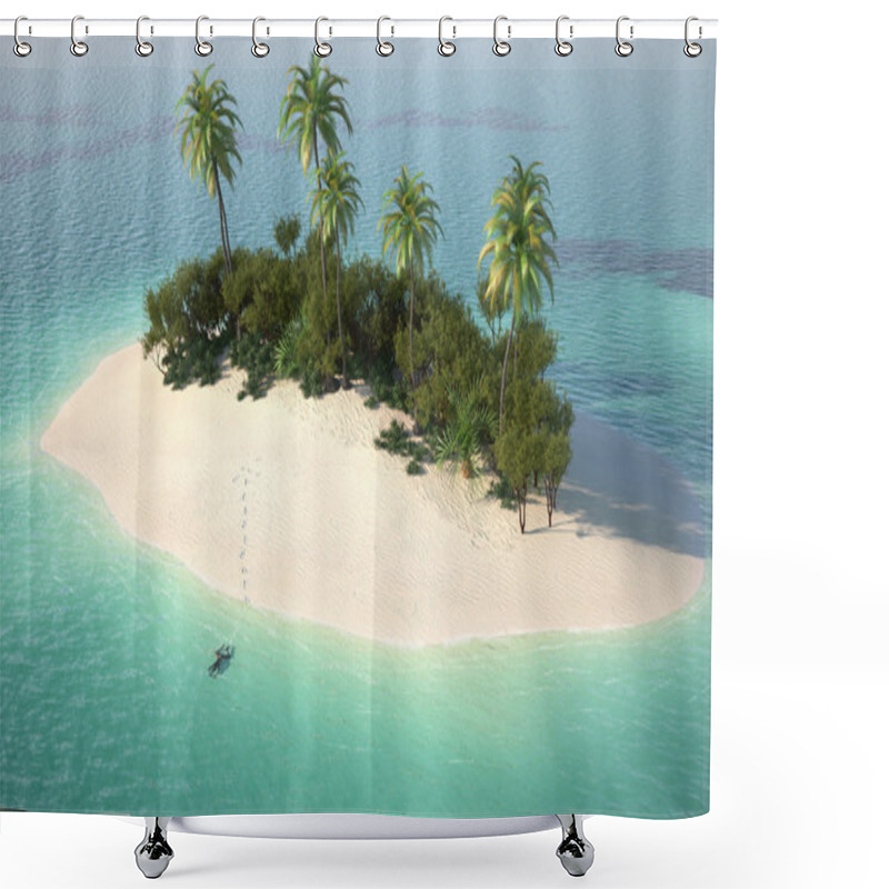 Personality  Aerial View Of Caribbeanl Desert Island Shower Curtains