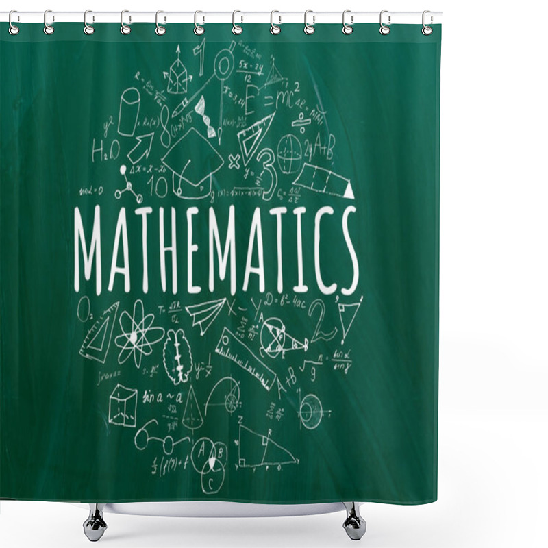 Personality  Handwritten Equations On A Green Blackboard Shower Curtains