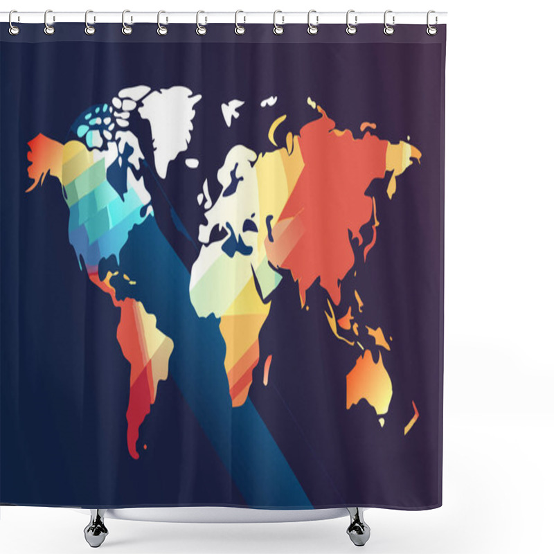 Personality  Stylized World Map In Monochrome With Clean And Minimalist Aesthetic Shower Curtains