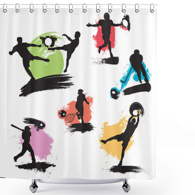 Personality  Grunge Sport Illustrations Shower Curtains