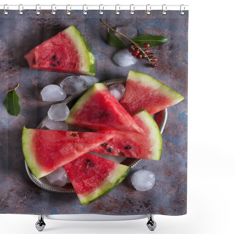 Personality  Triangle Shaped Watermelon Slices Placed Shower Curtains