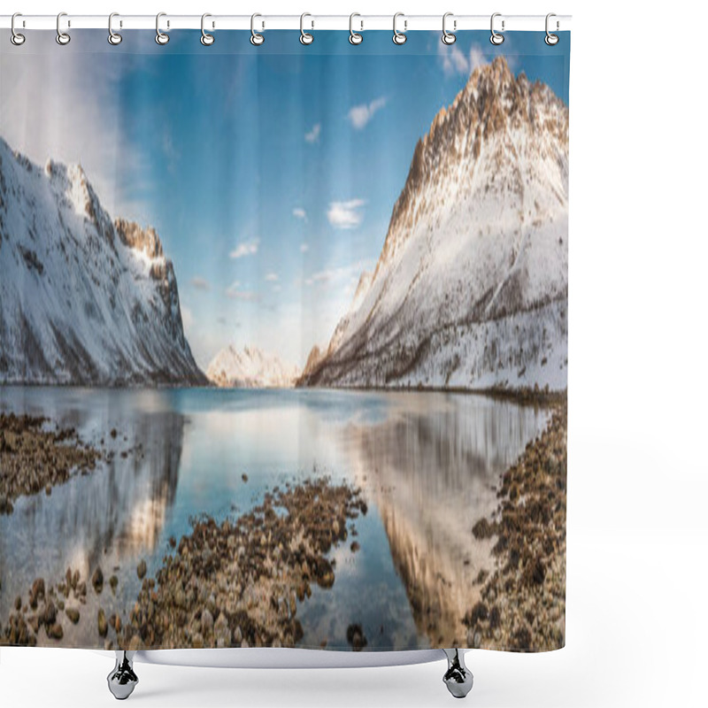 Personality  Winter Mountains In Norway Shower Curtains