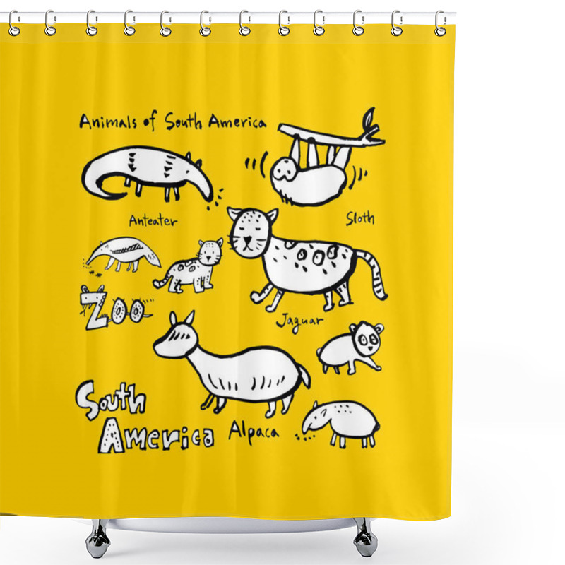 Personality  Animal Sketch / Hand Drawn Zoo Illustration - Vector Shower Curtains