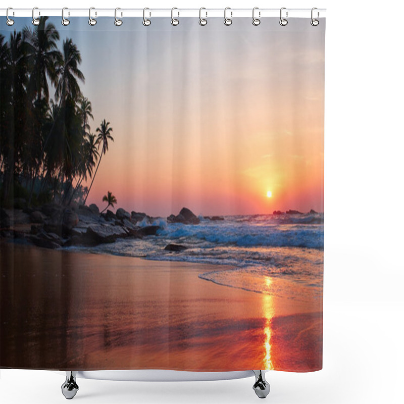 Personality  Sunset On The Beach  Shower Curtains