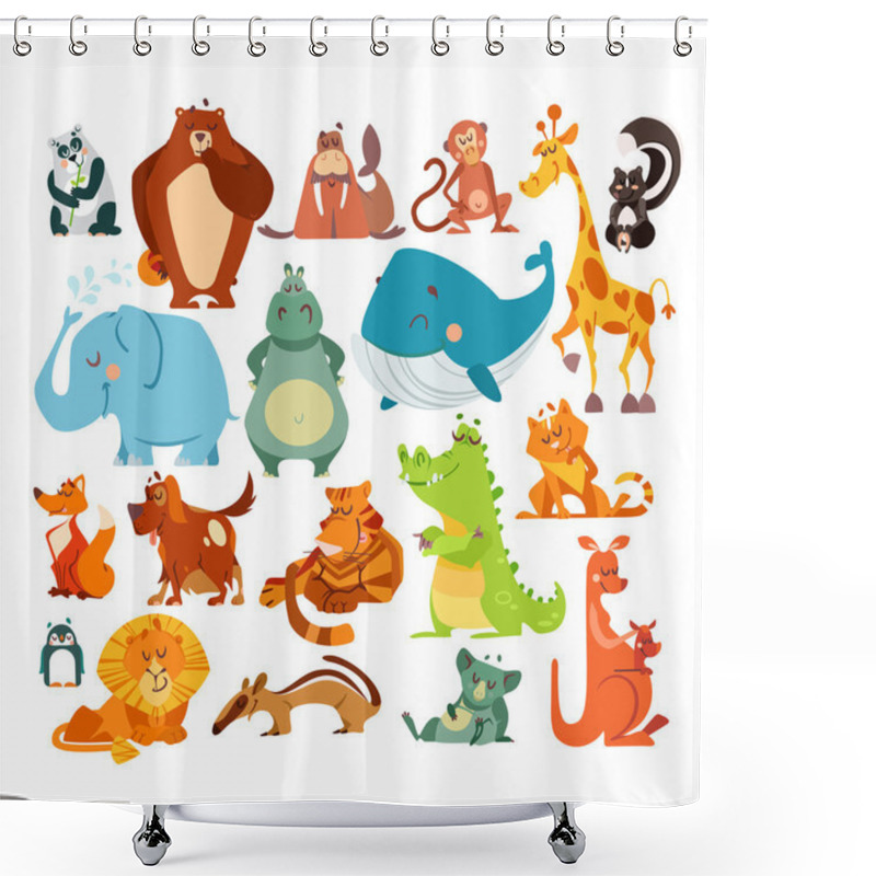 Personality  Cute Kawaii Cartoon Animals. Shower Curtains