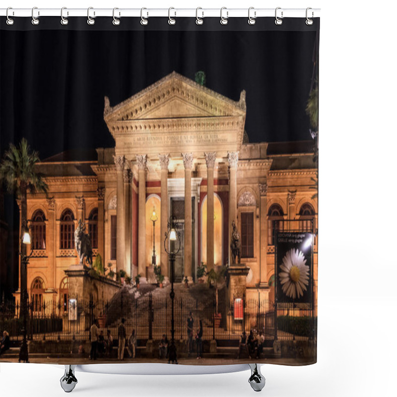 Personality  He Teatro Massimo, Opera House In Palermo At Night Shower Curtains