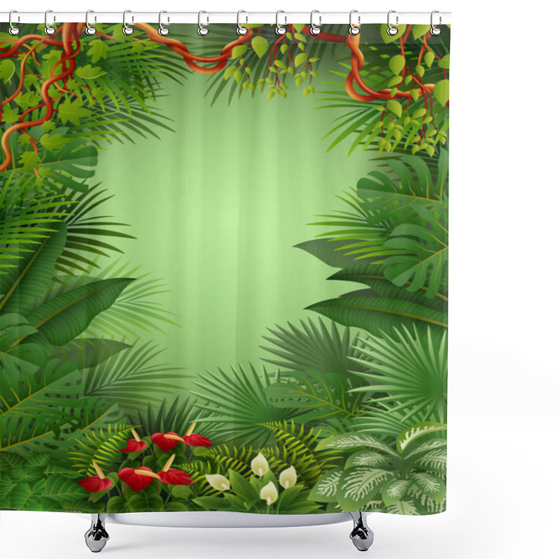 Personality  Tropical Jungle Green Background Shower Curtains