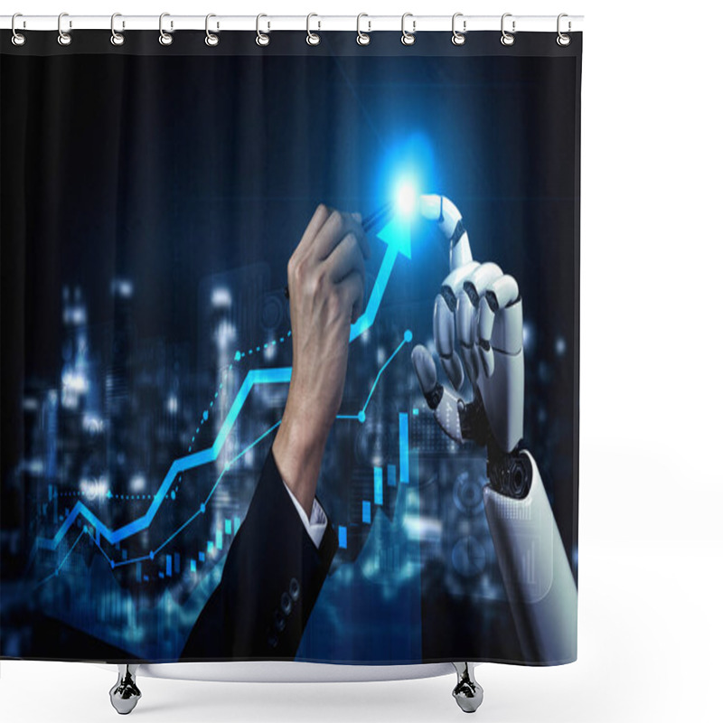 Personality  3D Rendering Artificial Intelligence AI Research Of Robot And Cyborg Development For Future Of People Living. Digital Data Mining And Machine Learning Technology Design For Computer Brain. Shower Curtains