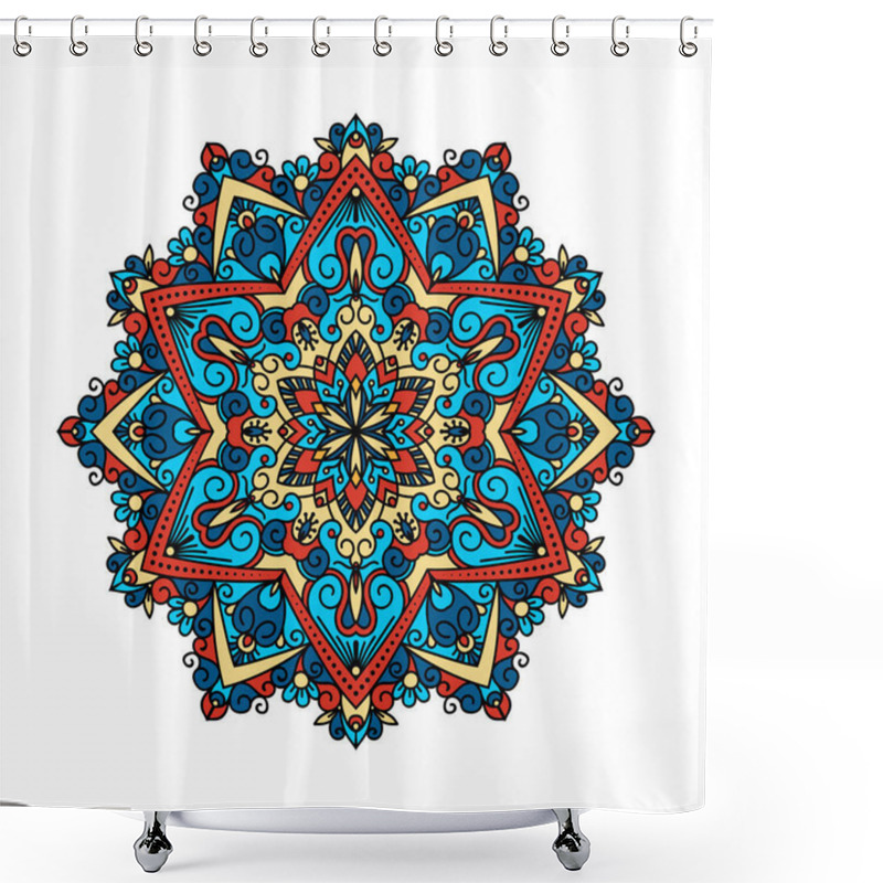 Personality  Mandala Pattern Flower Vector. Shower Curtains