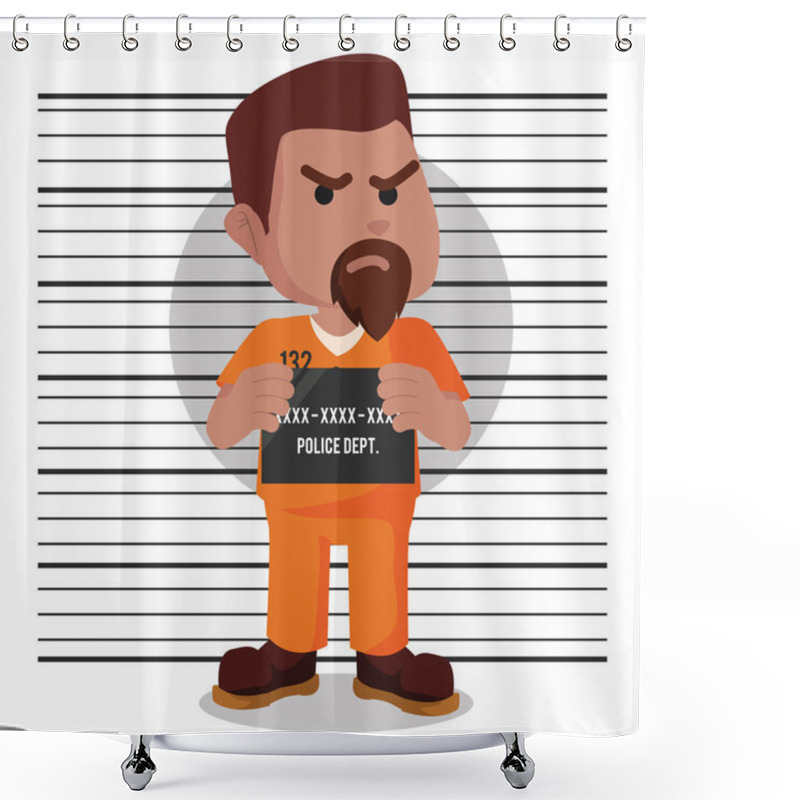 Personality  African Convict Mugshot Illustration Shower Curtains