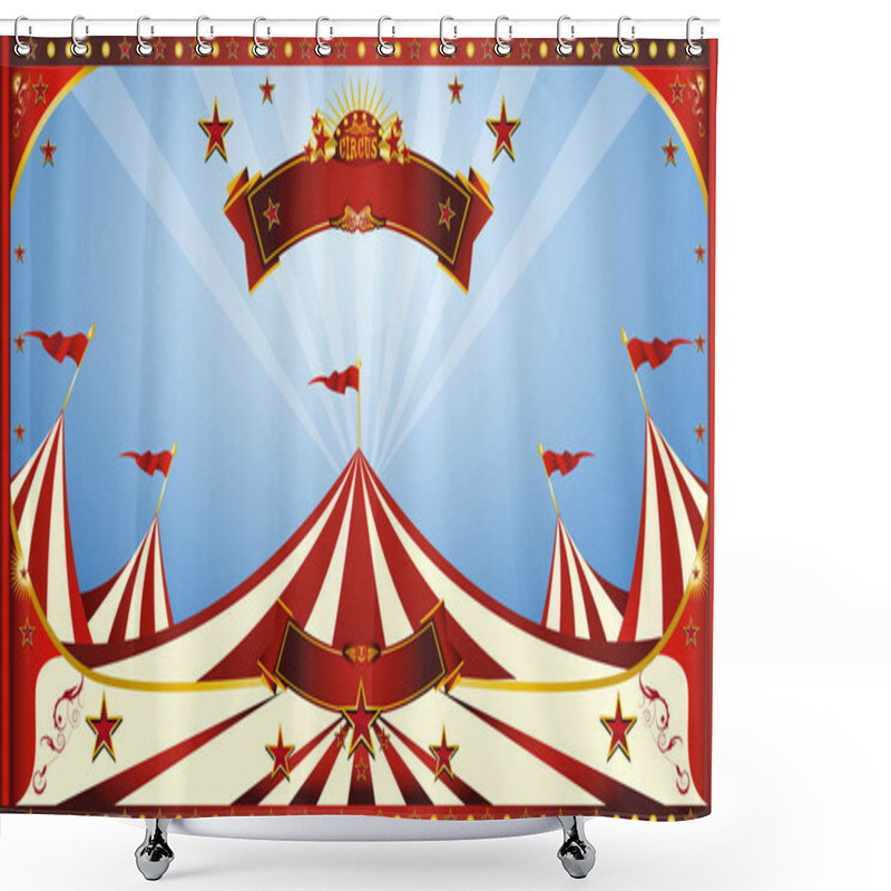 Personality  Blue Sky Circus Poster Shower Curtains