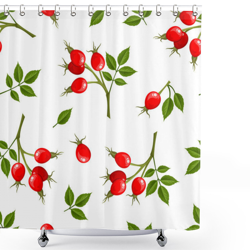 Personality  Vector Seamless Pattern With Rosehip Berries. Vector Illustration. Shower Curtains