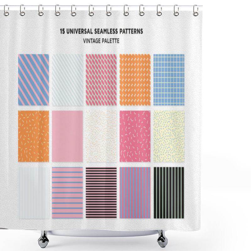 Personality  Universal Vector Seamless Patterns Set Of Simple Elements Shower Curtains