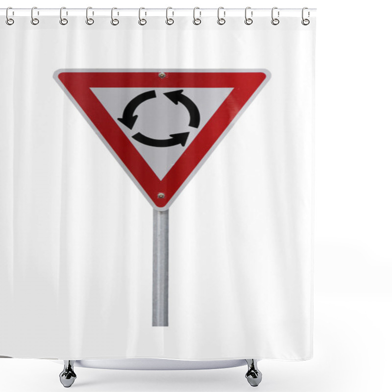 Personality  Isolated Roundabout Warning Sign Shower Curtains