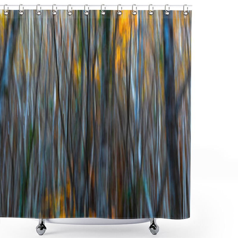 Personality  Trees. Abstract Forest Landscape. Trees Photographed With Pan Technique. Natural Background. Shower Curtains