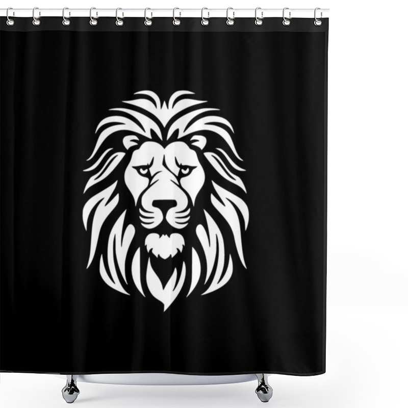 Personality  Lion - Black And White Vector Illustration Shower Curtains