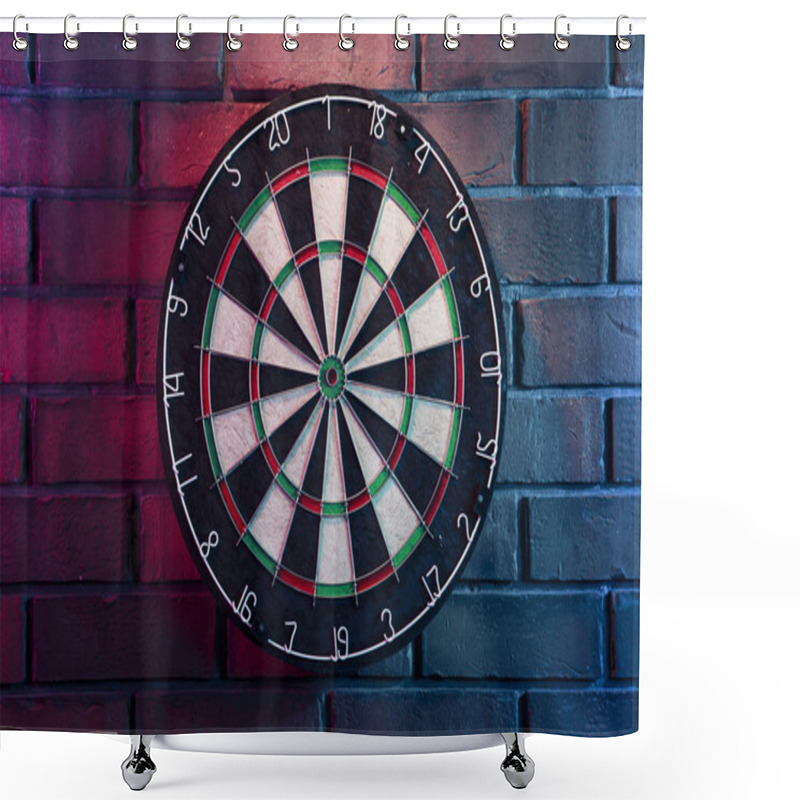 Personality  Dartboard On A Brick Wall Shower Curtains