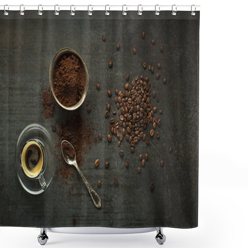 Personality  Coffee Beans With Coffee Cup Shower Curtains