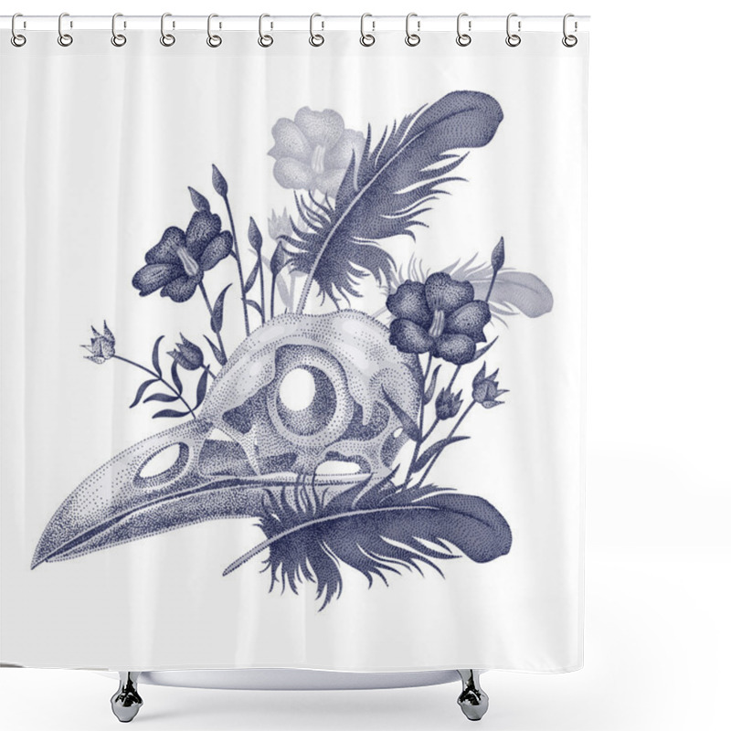 Personality  Illustration Skull Crow. Shower Curtains