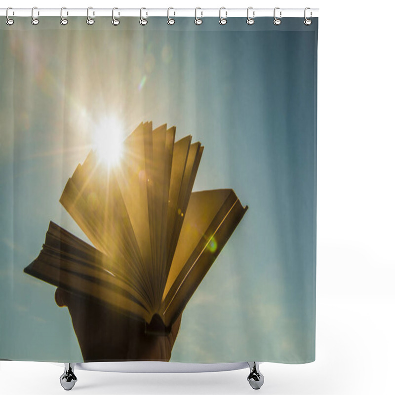 Personality  Hand  Holding Open Book  Shower Curtains