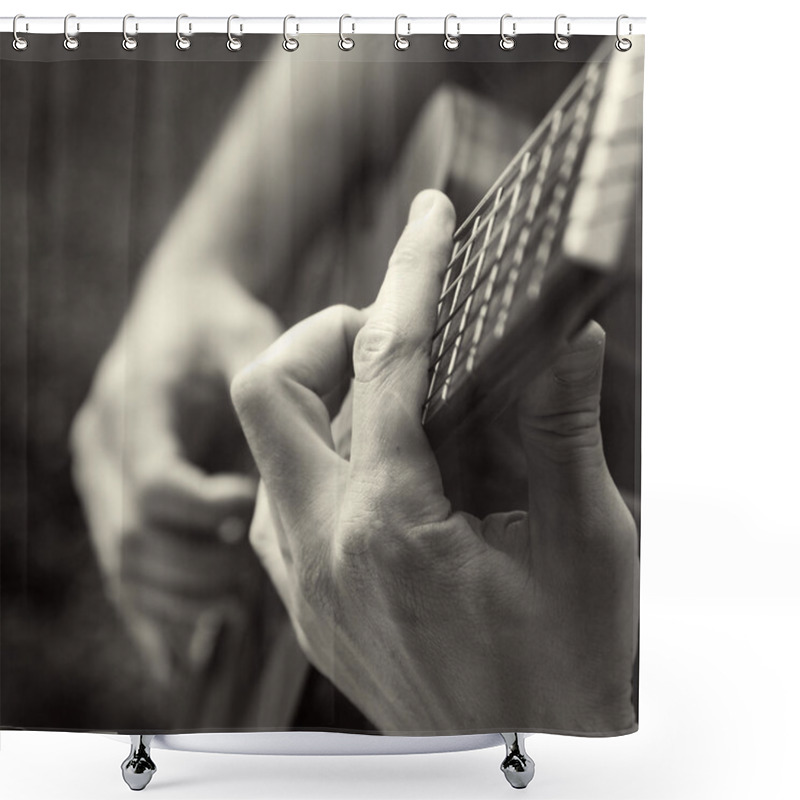 Personality  Playing Acoustic Guitar, Barre Chord Shower Curtains