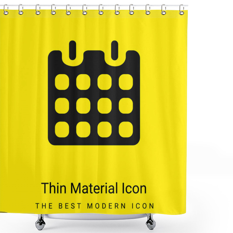 Personality  Black Paper Calendar With Spring Minimal Bright Yellow Material Icon Shower Curtains