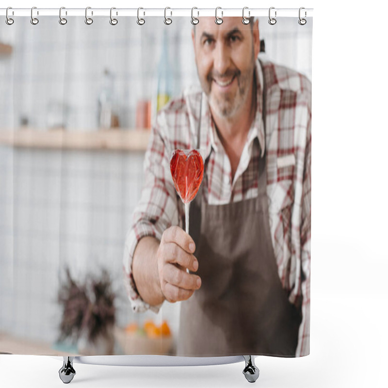 Personality  Bartender With Lollypop In Shape Of Heart Shower Curtains