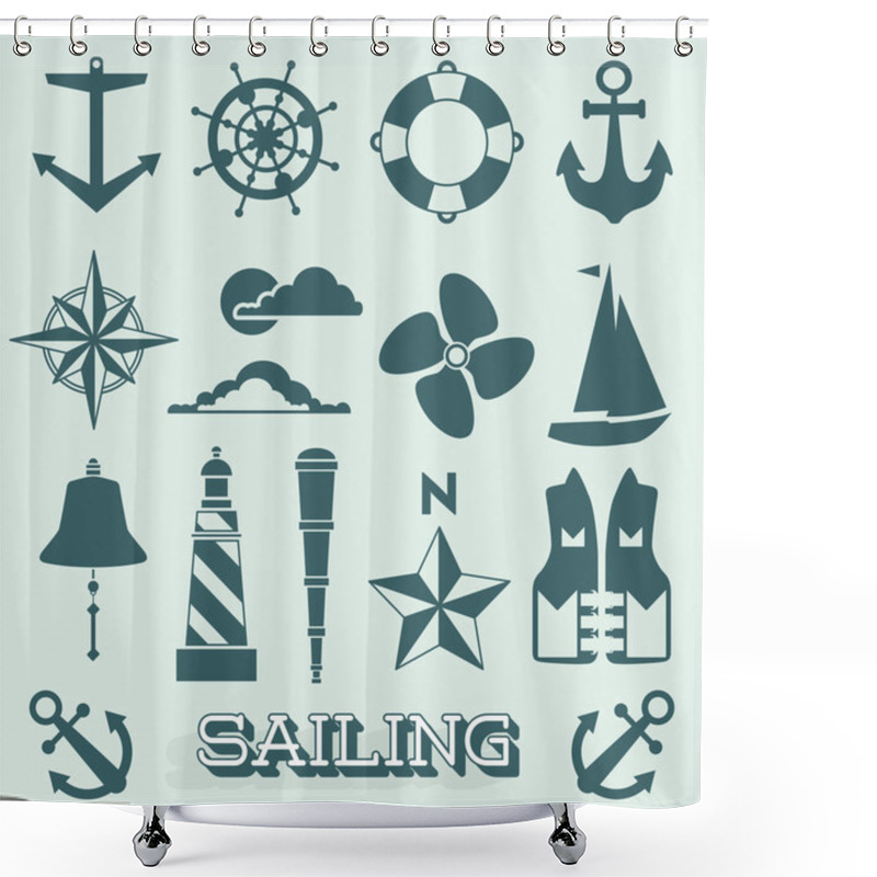 Personality  Vector Set: Sailing Icons And Symbols Shower Curtains