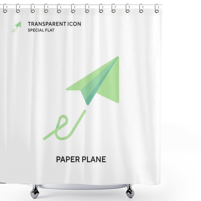 Personality  Paper Plane Vector Icon. Flat Style Illustration. EPS 10 Vector. Shower Curtains