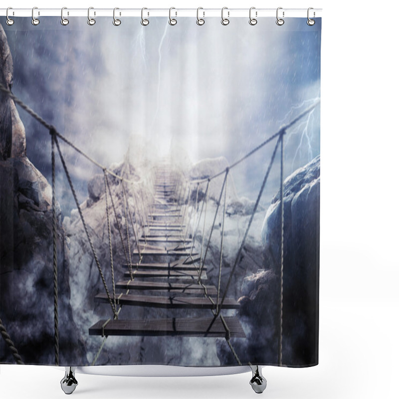 Personality  3D Rendering Unstable Bridge  Shower Curtains