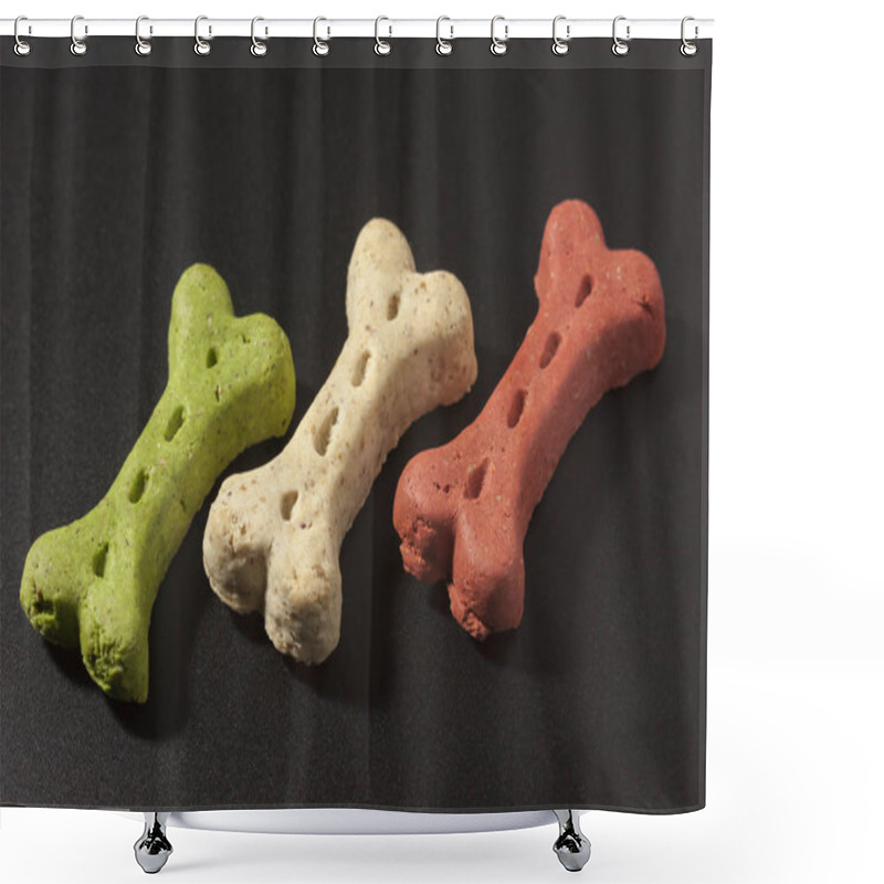 Personality  Dog Cookies On A Black Background Shower Curtains