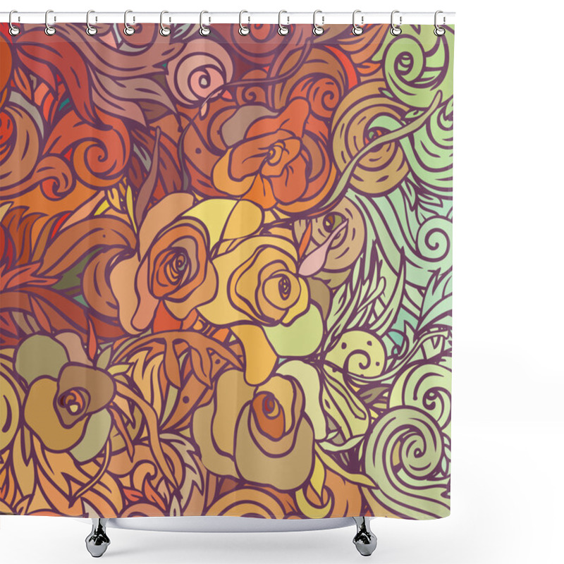 Personality  Floral Ornate Pattern With Roses Shower Curtains