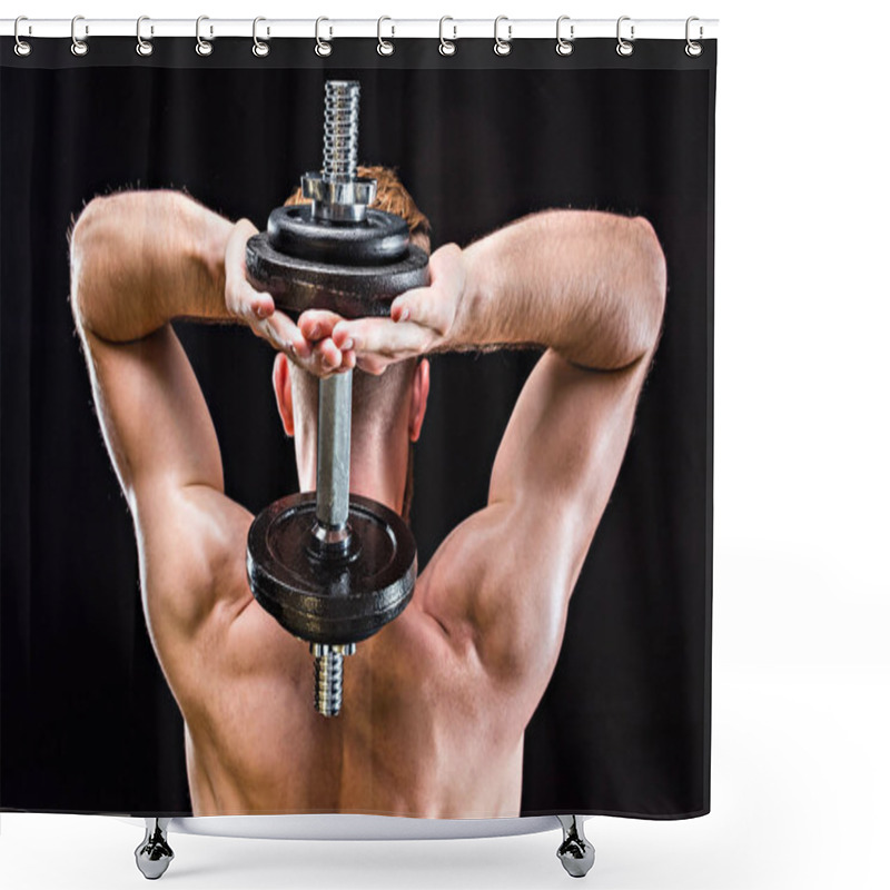 Personality  Bodybuilder Training With Dumbbell Shower Curtains