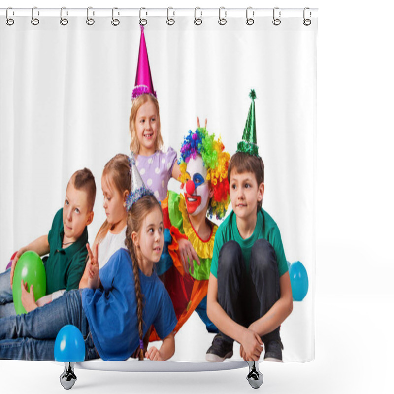 Personality  Birthday Child Clown Playing With Children. Kid Cakes Celebratory. Shower Curtains