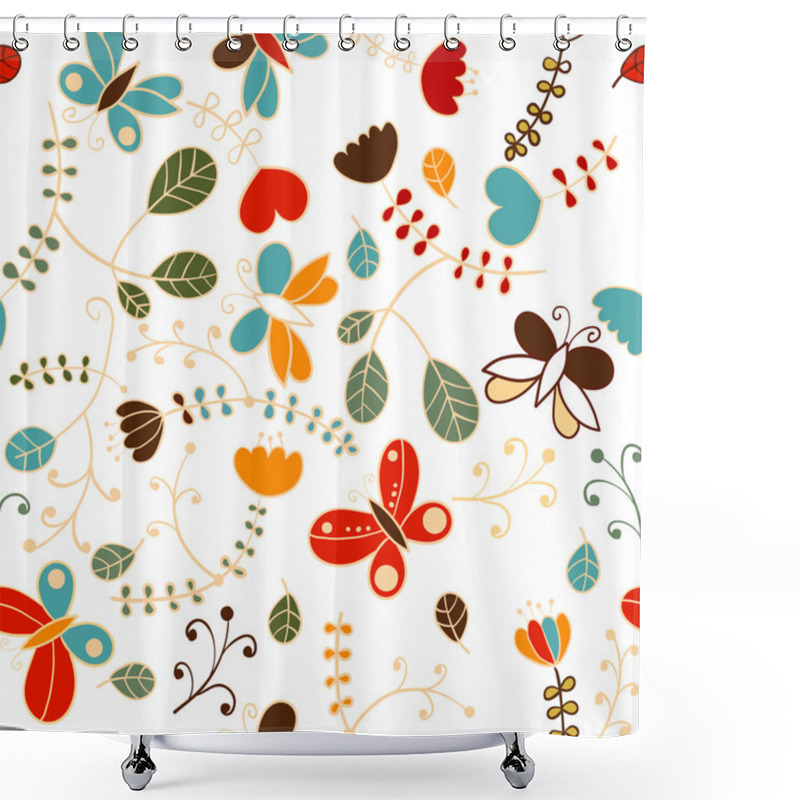 Personality  Seamless Flower Pattern Shower Curtains