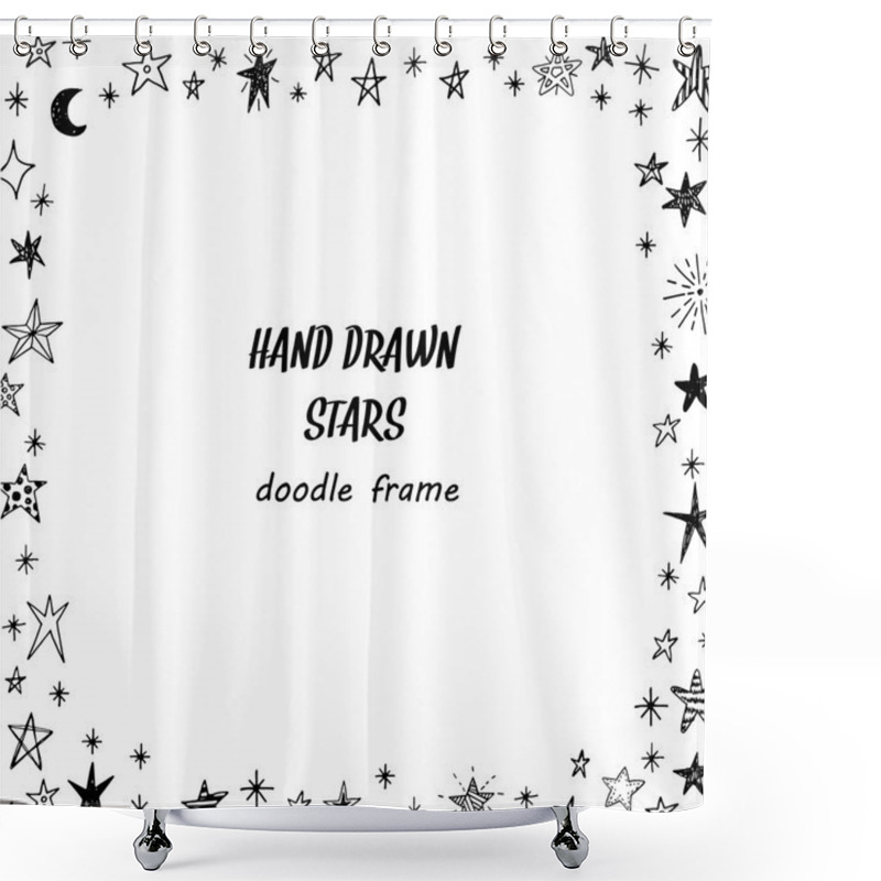 Personality  Hand Drawn Doodle Stars Frame Shower Curtains