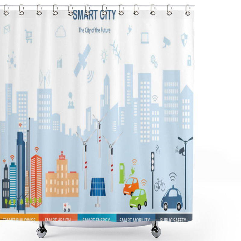 Personality  Smart City Concept And Internet Of Things  Shower Curtains