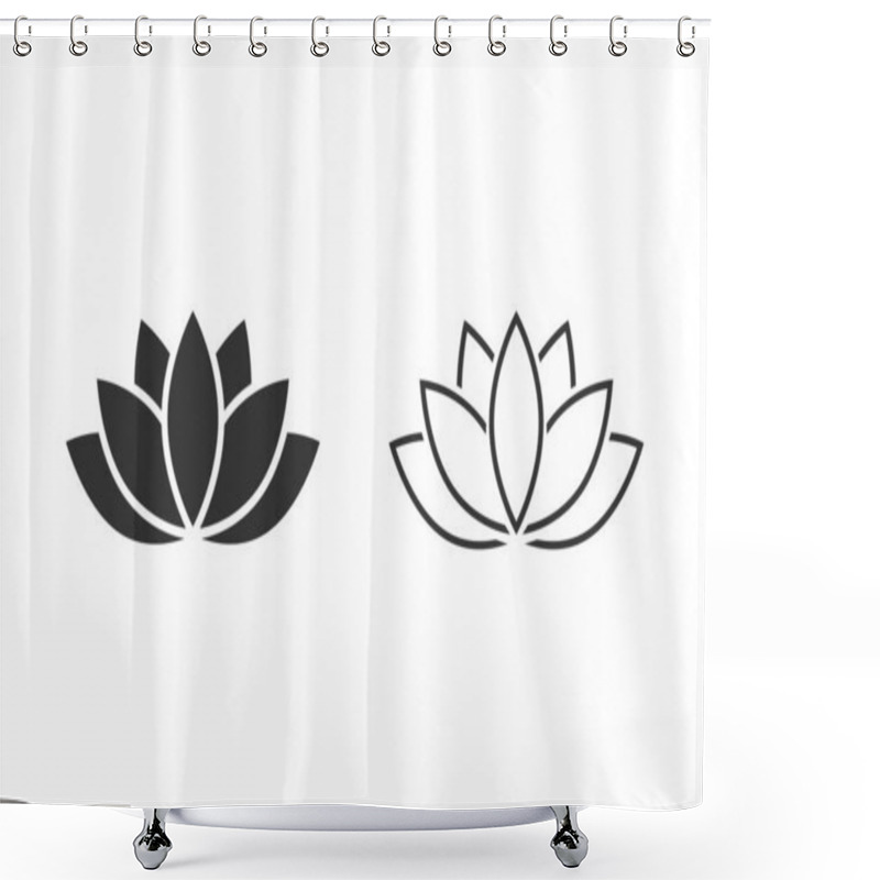 Personality  Lotus Line Icon Set Or Harmony Icon On White. Vector Shower Curtains