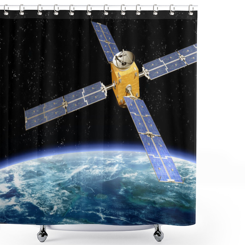 Personality  Orbiting Satellite Shower Curtains