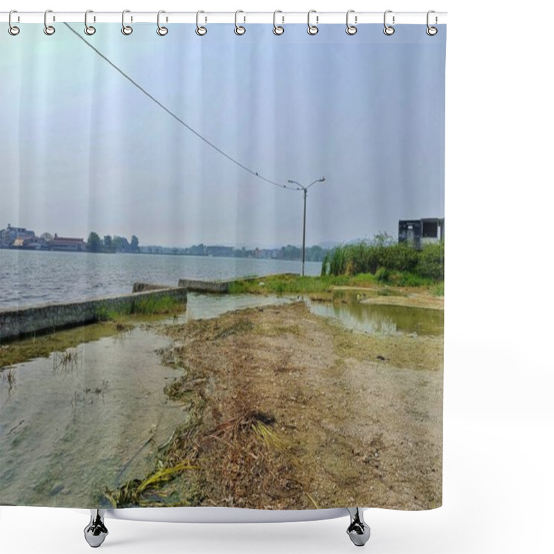 Personality  Beach In The Ermita Neighborhood, San Benito With A View Of Flores Island, Peten, Guatemala Shower Curtains