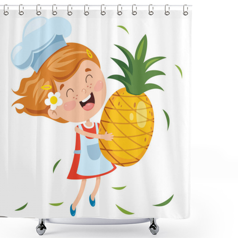 Personality  Liitle Child And Cartoon Fruit Shower Curtains