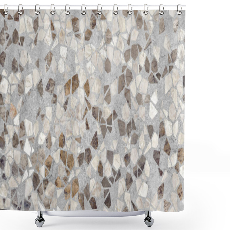 Personality  Marble Mosaic Background On Cement Floor Shower Curtains