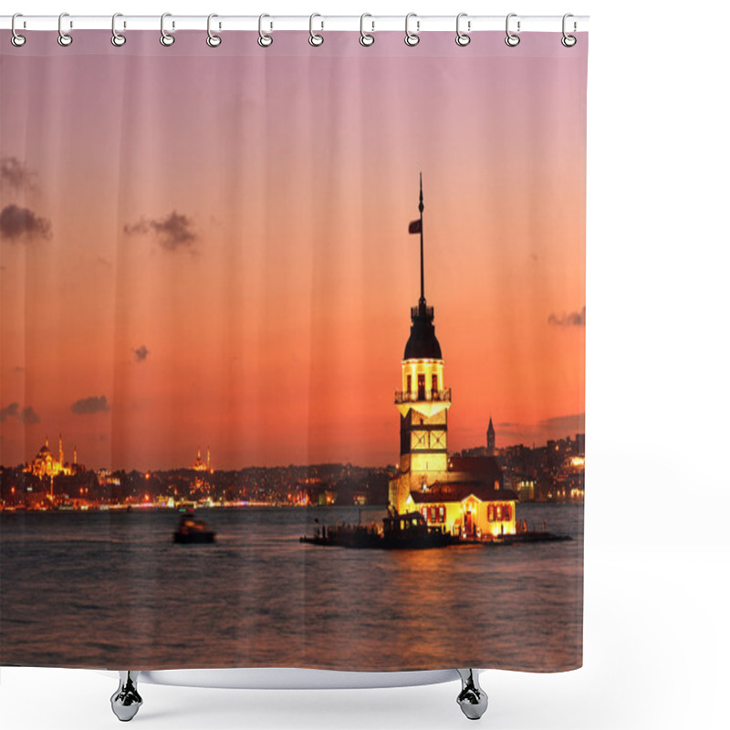 Personality  Maiden's Tower View At Night. Istanbul Turkey Shower Curtains