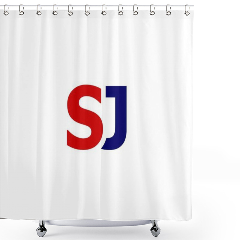 Personality  SJ JS Letter Logo Design Vector Template Shower Curtains