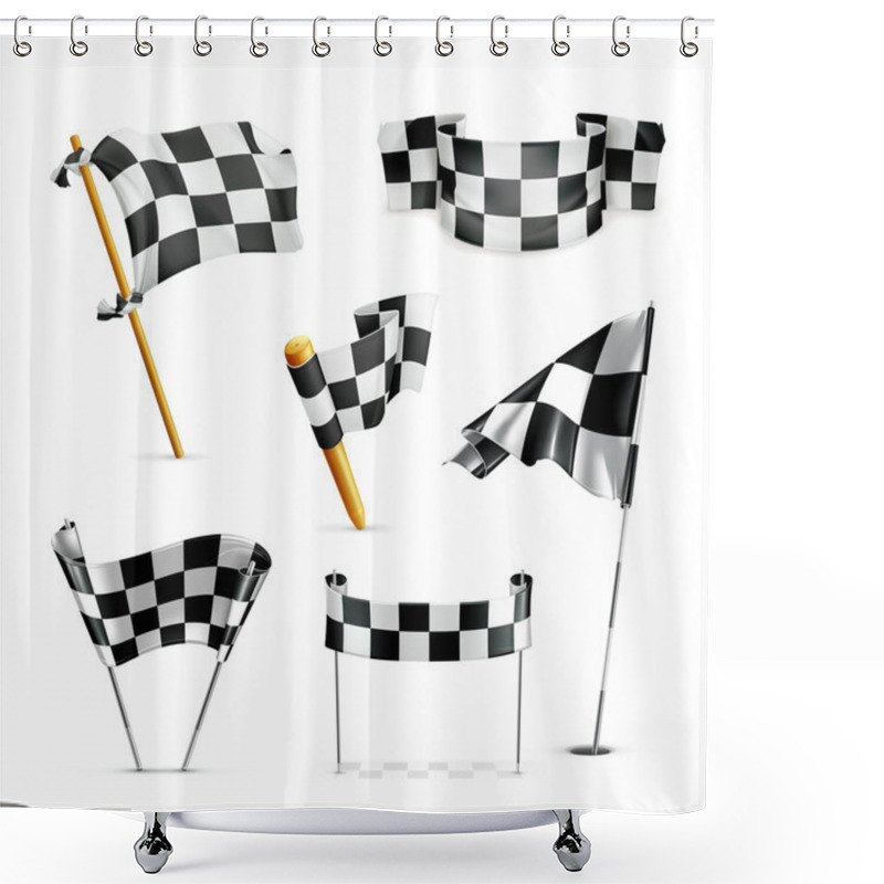 Personality  Checkered Flags, Vector Set Shower Curtains