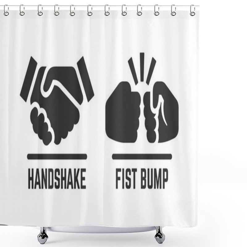 Personality  Vector Handshake And Fist Bump Icon. Partnership Pictogram. Shower Curtains