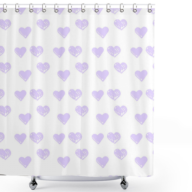 Personality  Grunge Style Hearts Background. Pattern With Hearts Drawn By Hands.  Shower Curtains